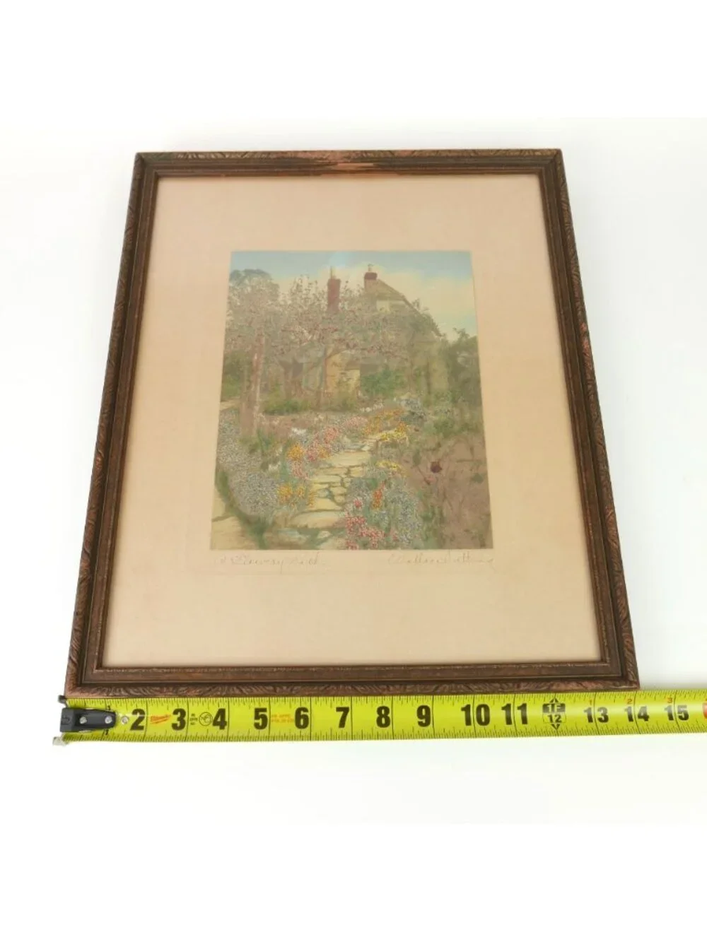 Wallace Nutting A Flowery Path Hand Colored Photograph Print Framed Antique